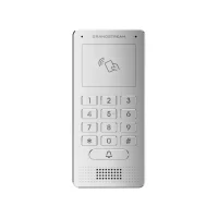 Front view of Grandstream GDS3705 HD audio IP intercom with keypad and RFID reader in metal housing