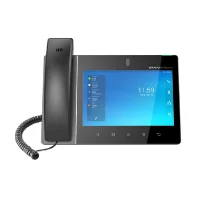 Grandstream GXV3480 IP video phone front view with large touchscreen display and HD handset